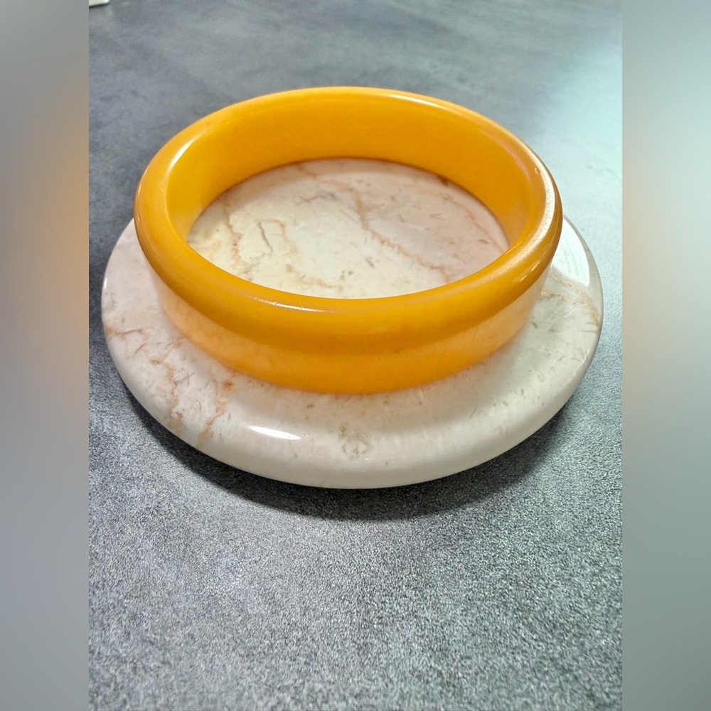 Vintage 1940’s Butter Scotch Bakelite Egg Yolk Wide Bangle Bracelet Mid Century